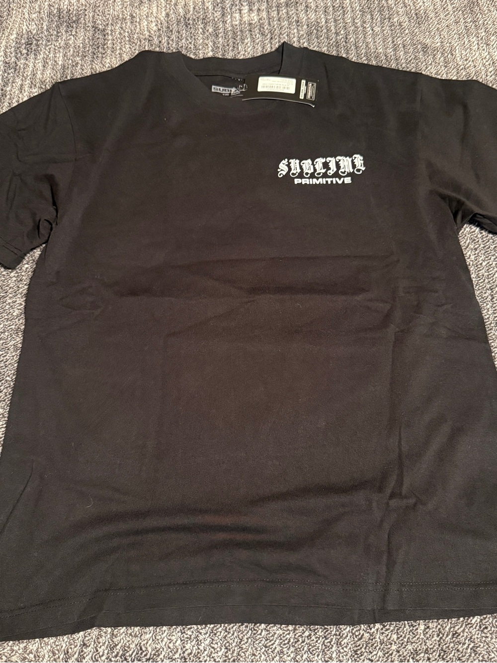 Primitive Black Short-Sleeve Tee with White Sublime Chest Logo